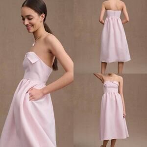 Sachin & Babi Blaine Strapless Bow Taffeta Midi Dress ANTHROPOLOGIE